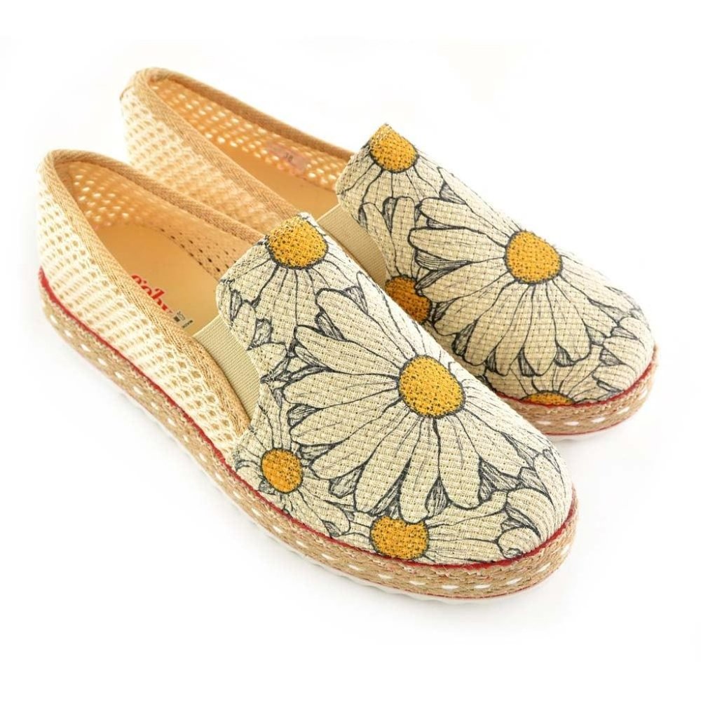 GOBY Cream Sunflower Canvas Flats Sneaker Shoes 37
